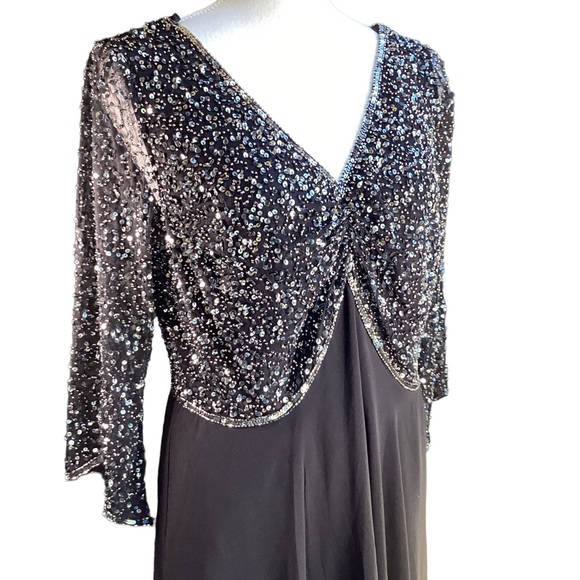 J Kara Black Beaded Formal Gown. S3 - Picture 3 of 14